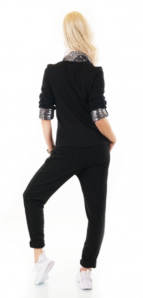 Blazer-Jacke mit eleganter Pailletten Verzierung in schwarz