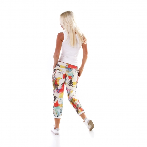 Süsse Baumwollhose mit bunten Aquarell-Muster - multicolor