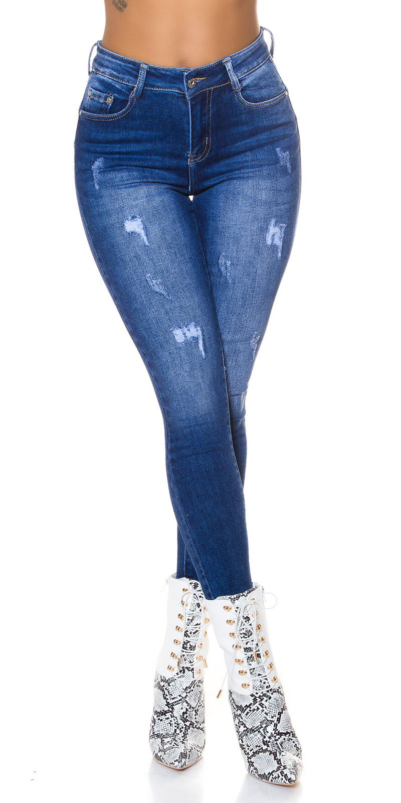 Trendstylez Sexy Push Up Skinny Jeans Mit Used Effekten Blue Washed