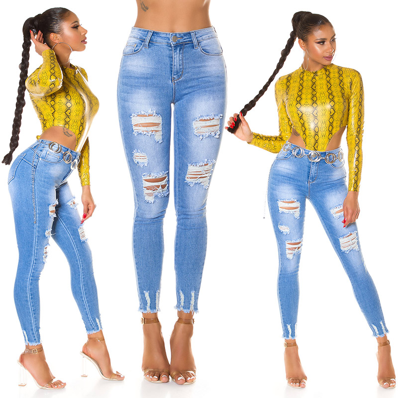 Trendstylez Damen Used Röhren Skinny Jeans