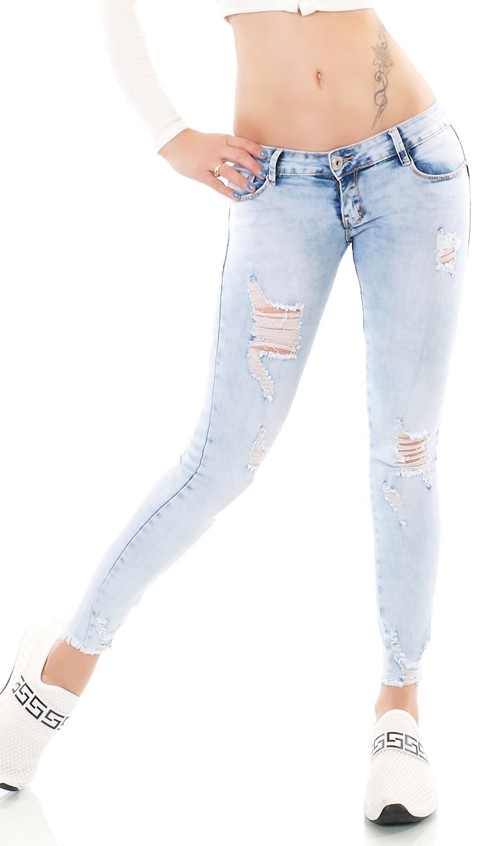 Trendstylez Sexy Push Up Skinny Jeans Mit Vintage Effekten Light Blue