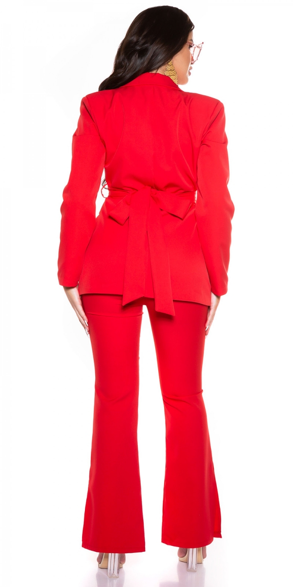 Elegante Blazer-Jacke mit Bindegürtel in rot