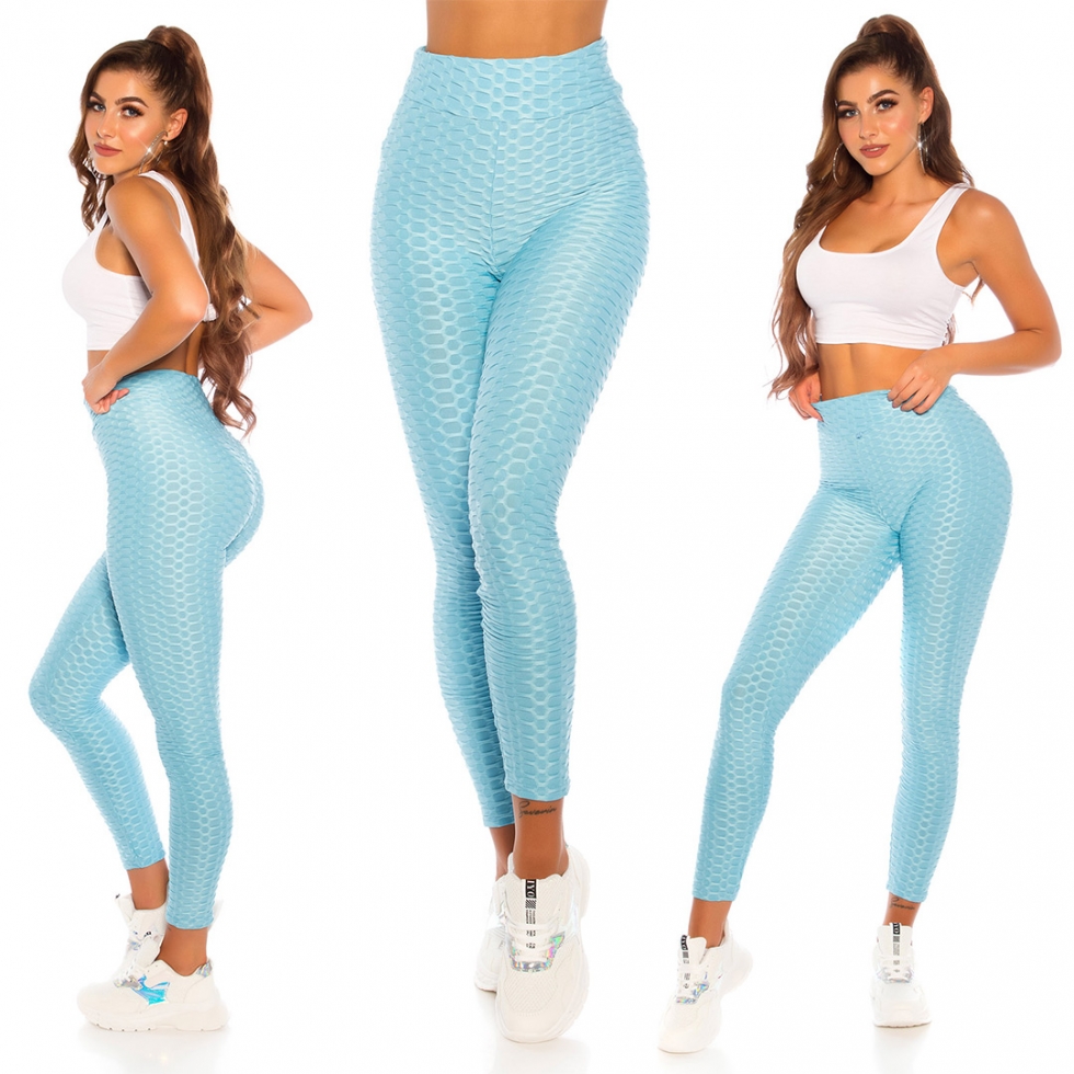 Figurbetonte Push Up Leggings im High Waist-Look - angel blue