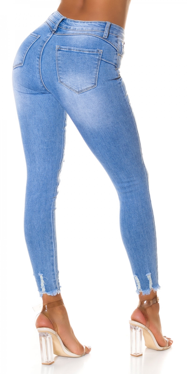 Push-Up Jeans im sexy Used-Look - blue washed