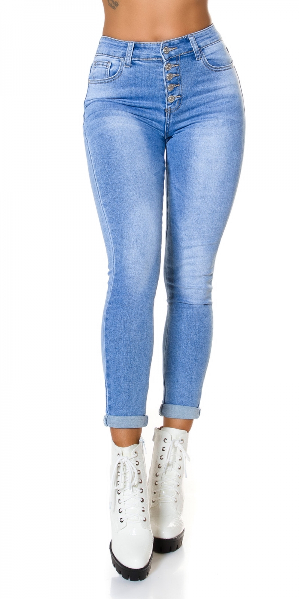 Used Jeans mit Knopfleiste