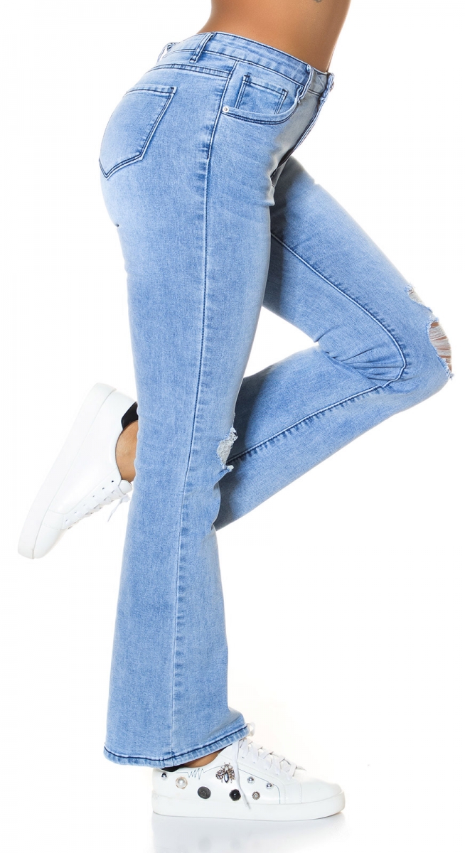 Moderne Bootcut Schlagjeans mit Vintage-Effekten - light blue