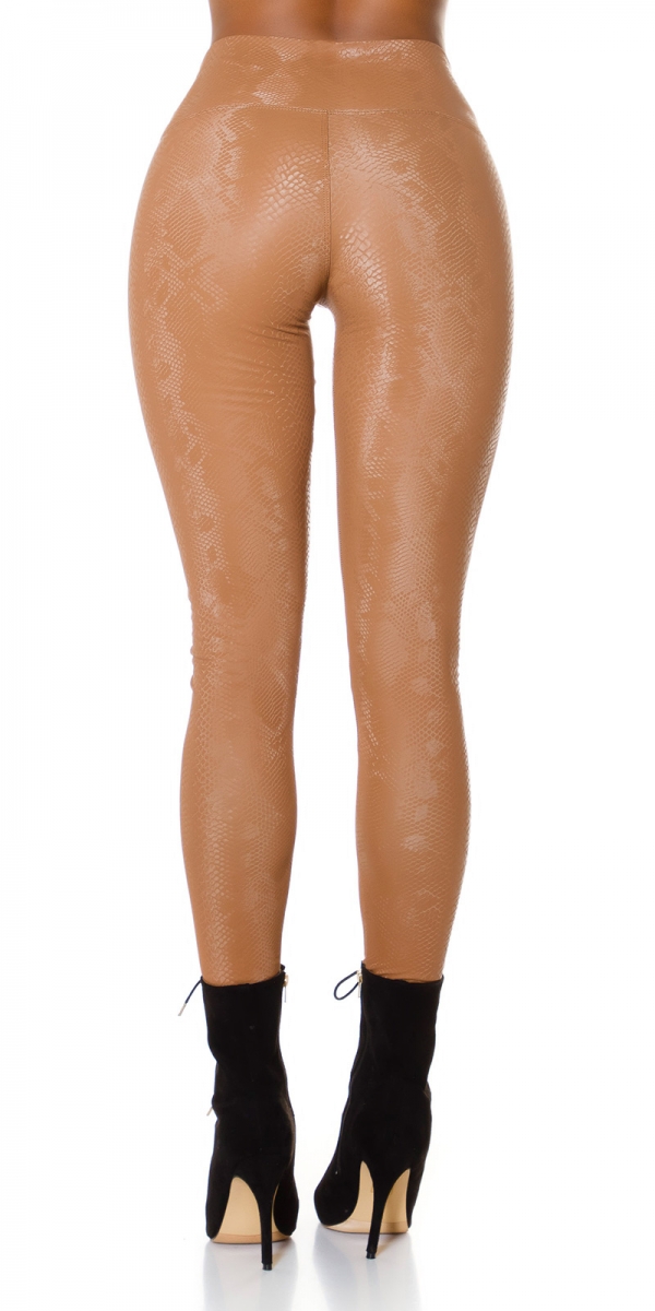 Wetlook Thermo Leggings im Snake-Look - braun