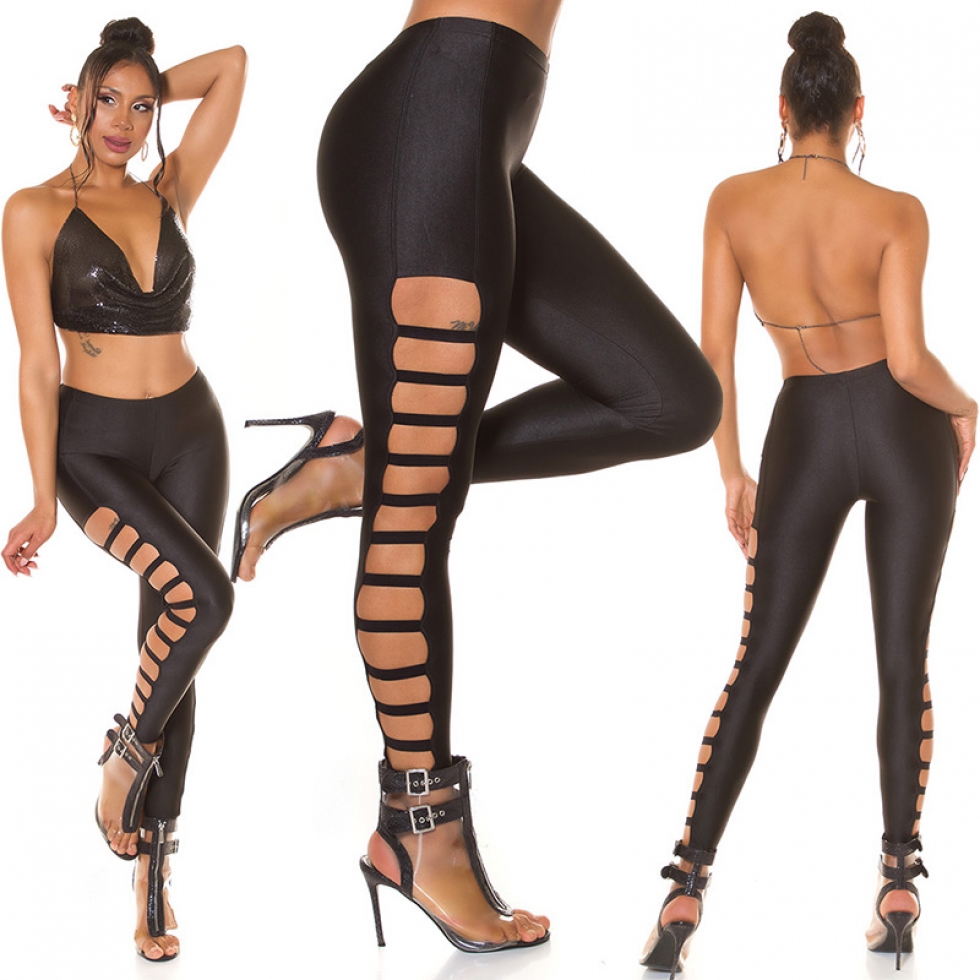 Sexy Stretch Leggings mit Cutouts in schwarz