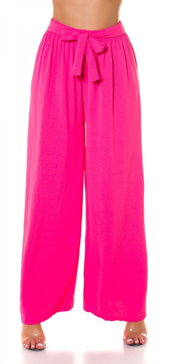 Leichte Sommer Damen Hose mit Bindebändchen in pink