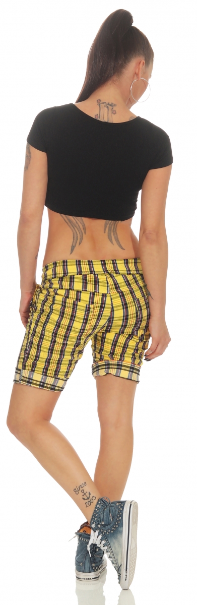 Baumwoll-Shorts im modischen Karo-Look - gelb