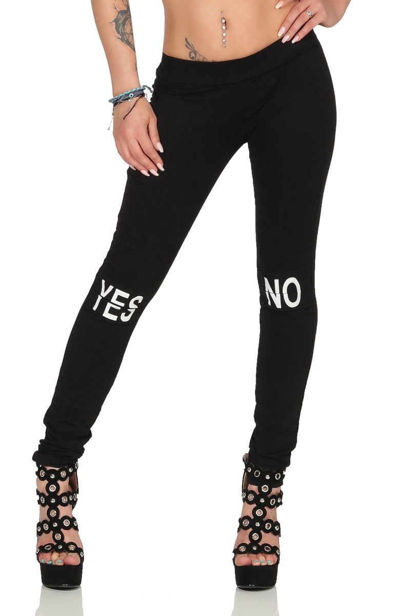 Leggings mit witzigem Schriftzug-Prints in schwarz