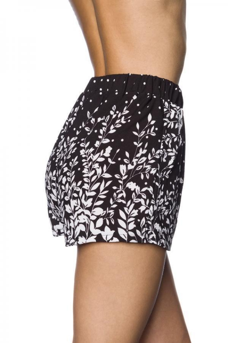 Moderne Shorts mit Blumen-Muster in schwarz/weiß