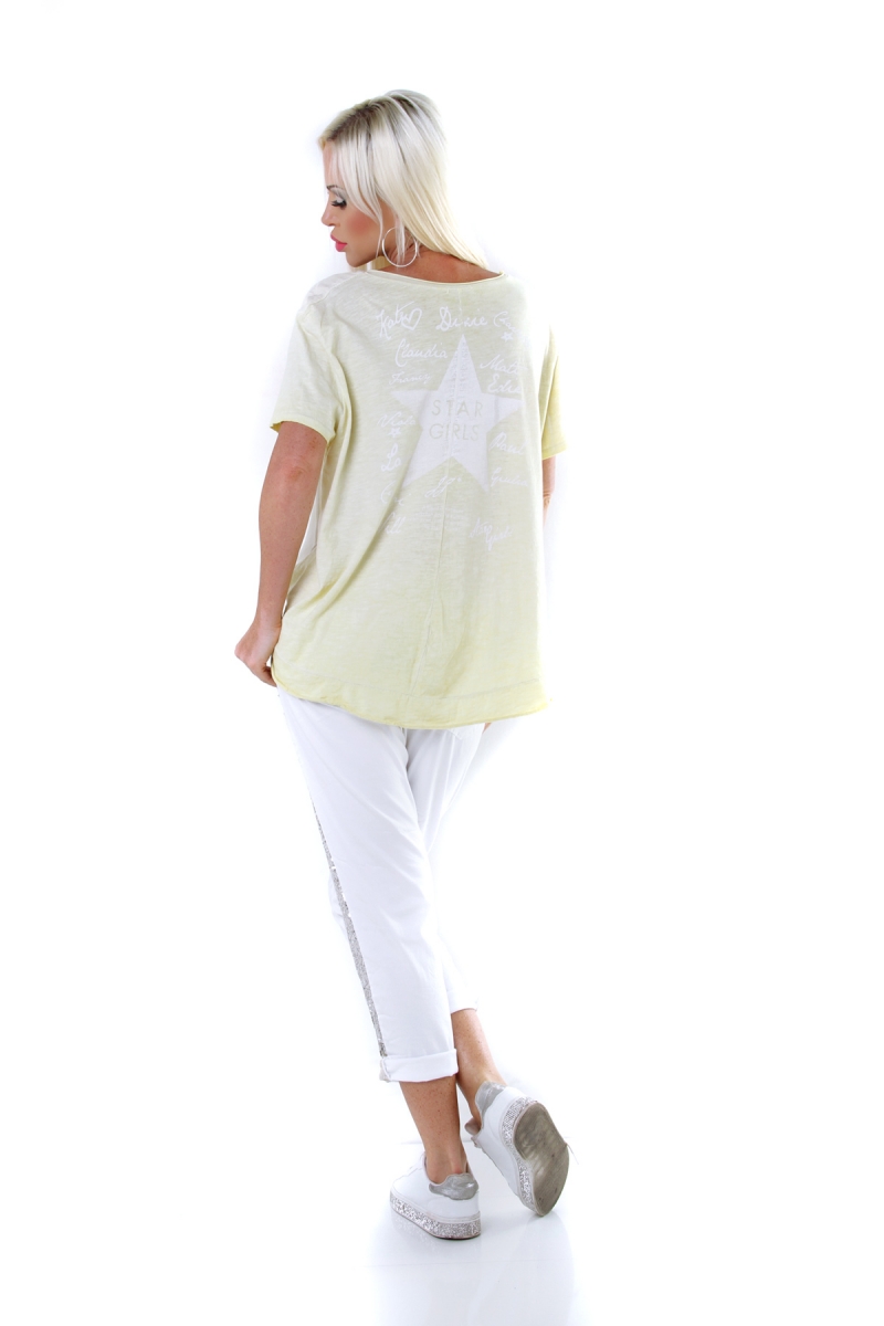 Legeres Oversize Shirt mit beidseitigen Schriftprints - yellow sun