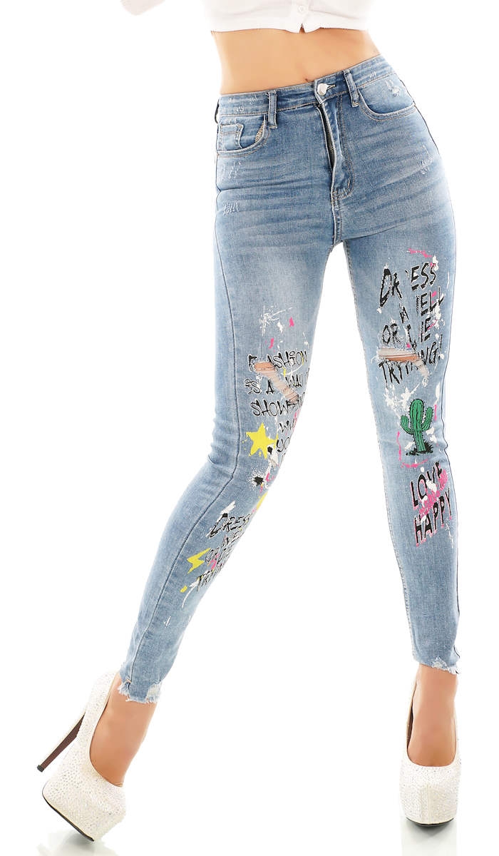 Used Jeans mit Prints