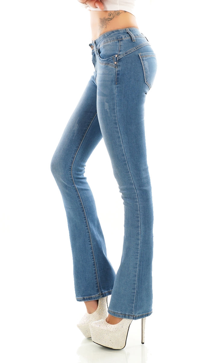 Middle Waist Bootcut-Jeans in heller Waschung - light blue