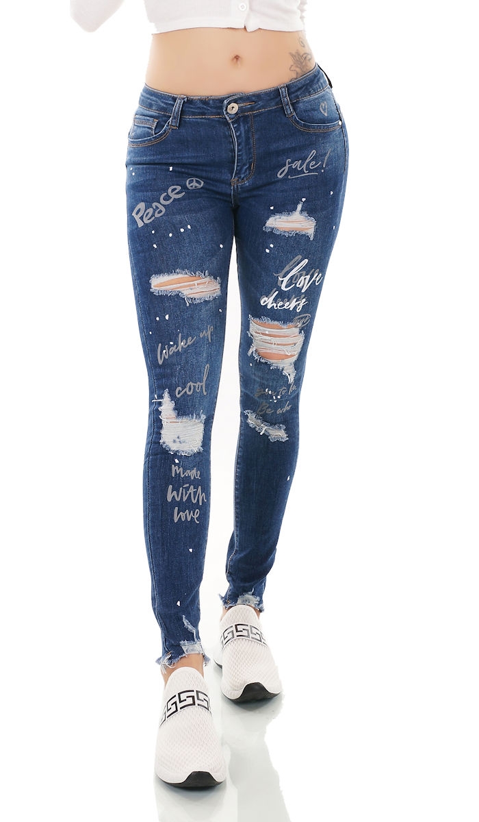 Used Jeans mit Prints