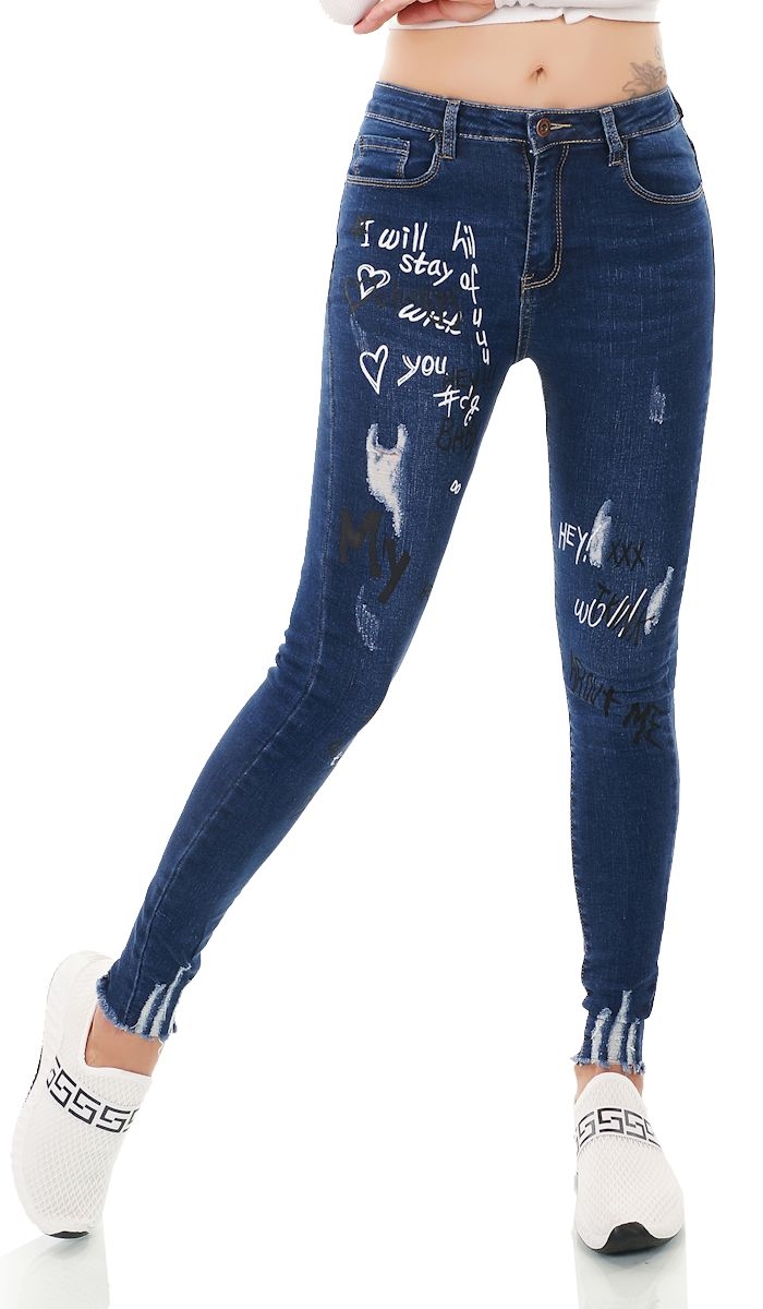 Used Jeans mit Prints