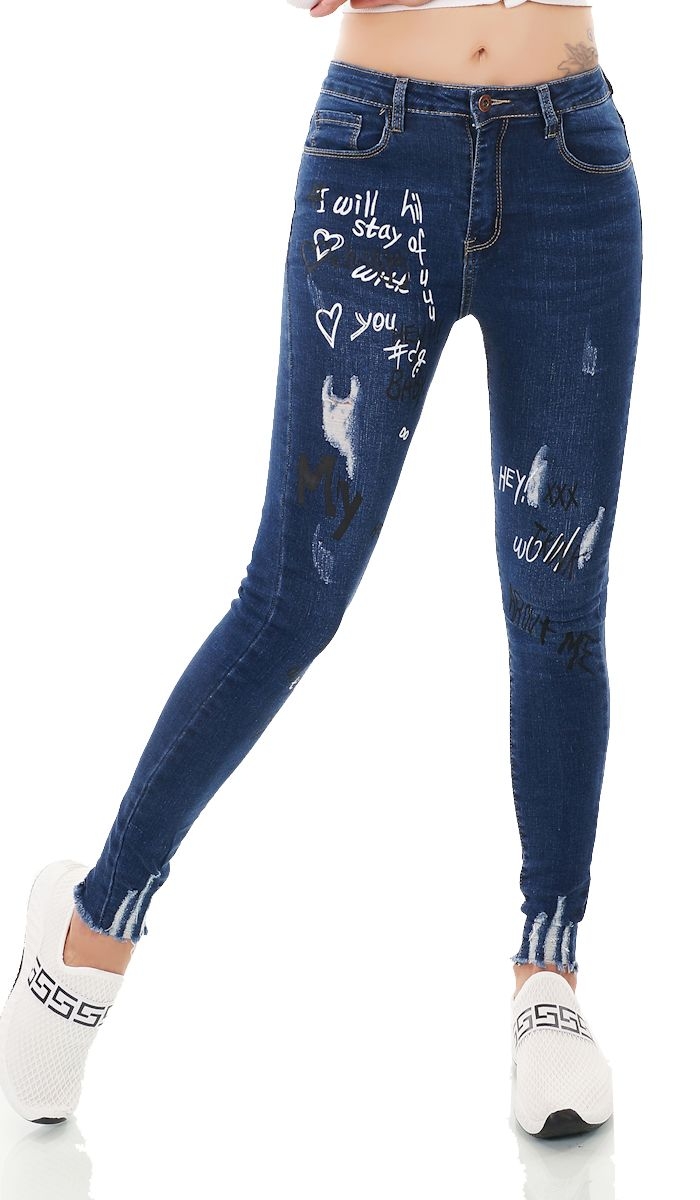 Used Jeans mit Prints