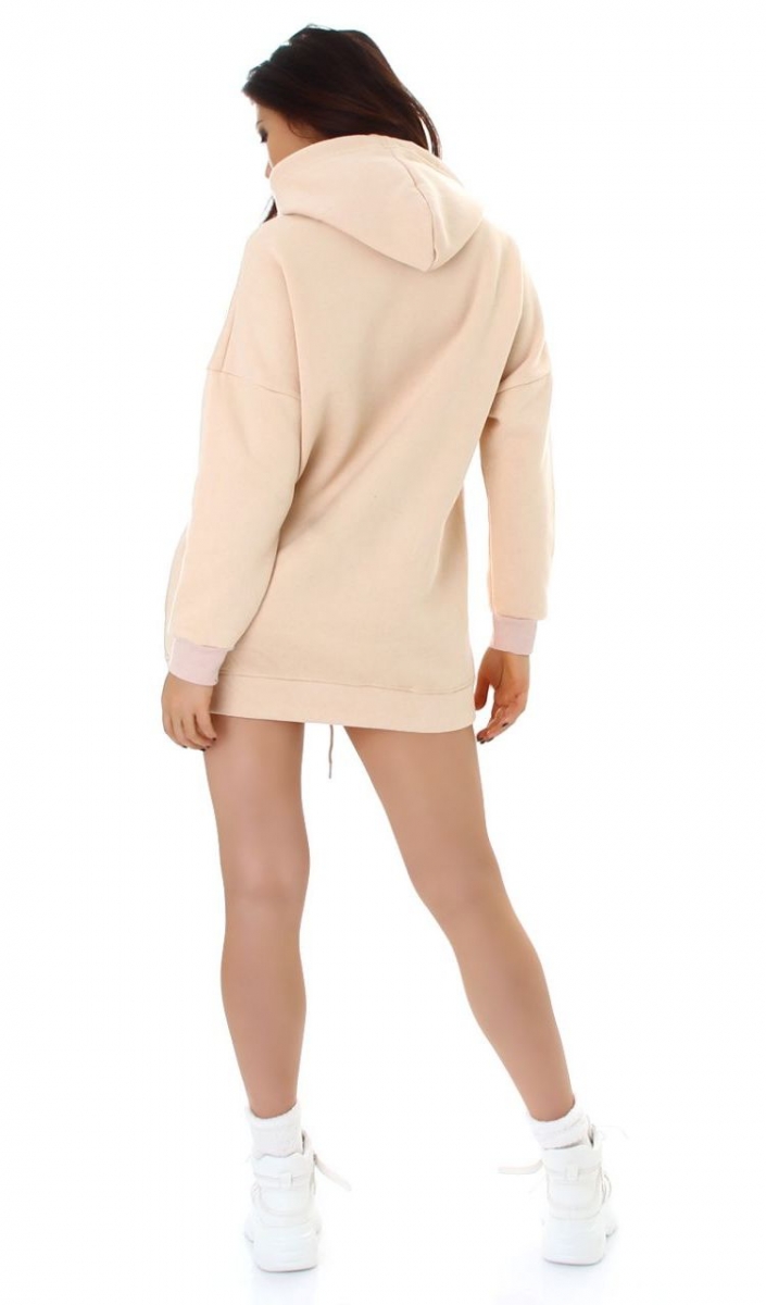 Warmer Oversize Sweat-Pullover mit Kapuze - beige