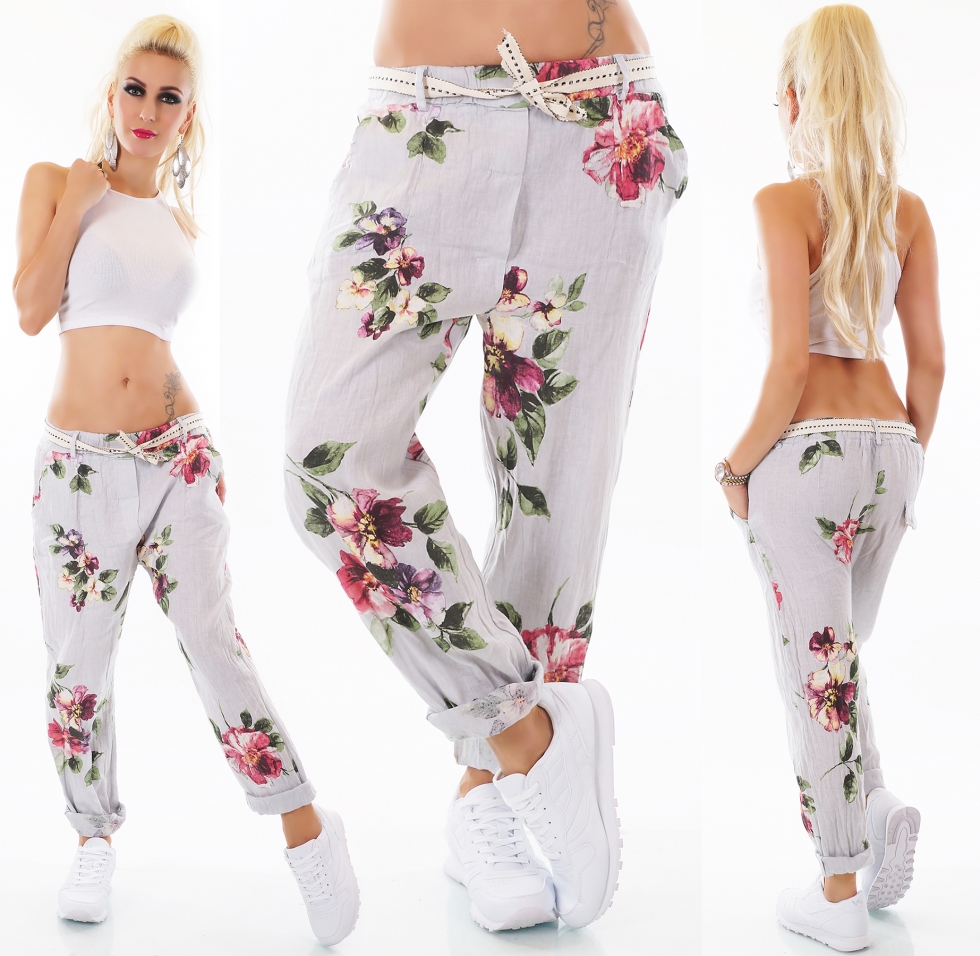 Trendstylez Luftig Leichte Sommerhose Mit Blumenprint Und Gurtel