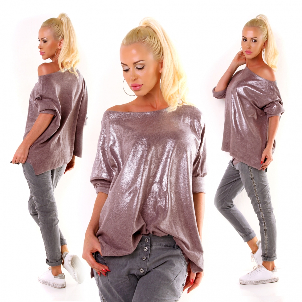 Glamour Longsleeve mit weiten U-Boot Ausschnitt - beere