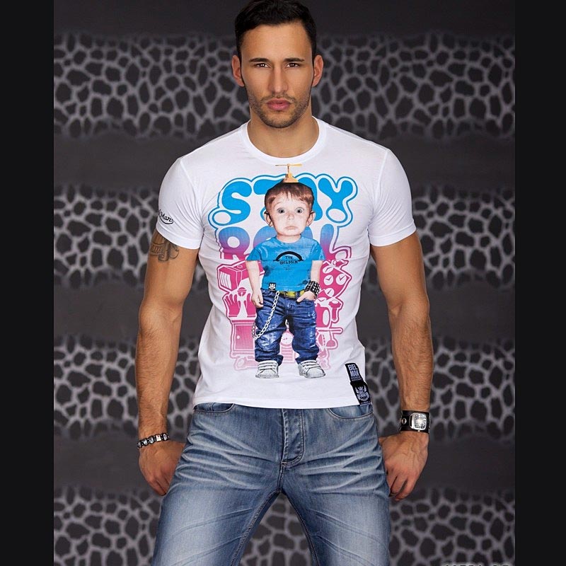 Herren Shirt mit originellen Foto-Print in weiß