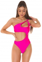 Exklusiver Sexy Monokini mit Cutouts und Softcups - pink