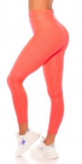 Figurbetonte Push Up Leggings im High Waist-Look - neon coral