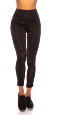 Sexy Leggings mit neonfarbenen Zierstreifen - blau