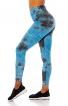 High Waist Leggings mit modischen Watercolor-Print - blau