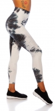 High Waist Leggings mit modischen Watercolor-Print - cremé