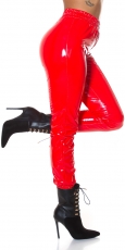Sexy glänzende Latexlook Hose in rot