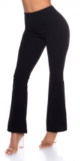 Elegante Marlenehose mit breiten Bundabschluss - schwarz