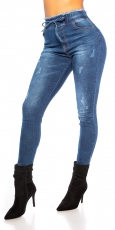 Modische Jeanshose mit Kordelzug - blue washed