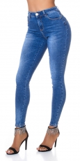 Basic Push Up Skinny High Waist Jeans in blue washed