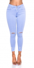 Skinny-Jeans mit modischen Used-Effekten - light blue