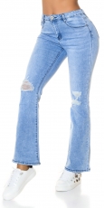 Moderne Bootcut Schlagjeans mit Vintage-Effekten - light blue