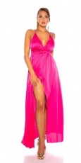 Elegantes Neckholder Kleid in Satin-Optik - pink