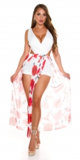 2in1 Strand-Kleid mit Blüten-Muster in weiß