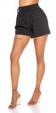 Elegante Sommer-Shorts mit Gürtel - schwarz
