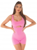 Sexy Jumpsuit Einteiler im 2in1 Look - rosa