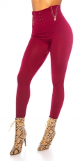 Highwaist Thermo Leggings mit Zier-Zippern in bordeaux