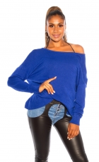 Kuschelweicher Oversize-Pullover mit tiefen Rückenausschnitt - royalblau