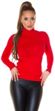 Basic Rollkragen Pullover aus weichen Feinstrick - rot