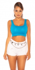 Sexy bauchfreies Tanktop mit Rund-Ausschnitt - blau