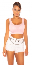 Sexy bauchfreies Tanktop mit Rund-Ausschnitt - rosa