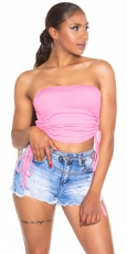 Tailliertes Bandeau-Top mit Soft-Cups - pink