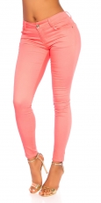 Basic High Waist Skinny Jeans - coral