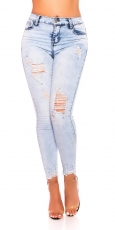 Sexy Skinny Jeans im modischen Vintage-Look - acid blue