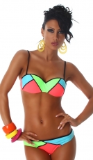 Colorblocking-Bikini mit abnehmbaren Trägern in light apricot